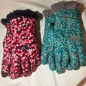 2 pair North Face Girls gloves